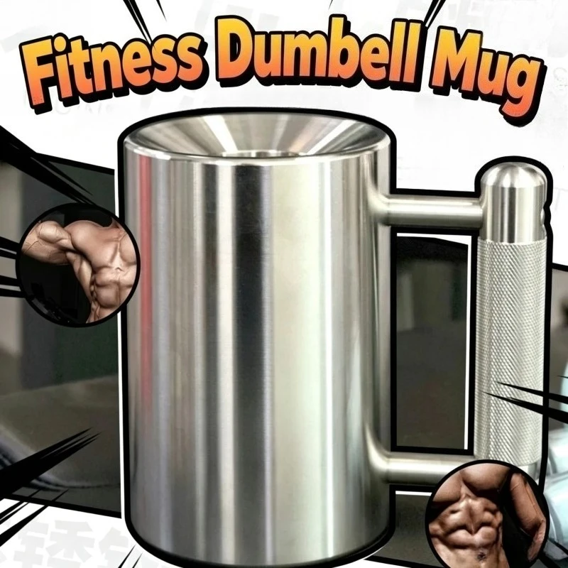 6Kg Weighted Dumbbell Water Cup 304 Food‑Grade Stainless‑Steel Fitness Drinking Mug For Gym Strength Training Workout