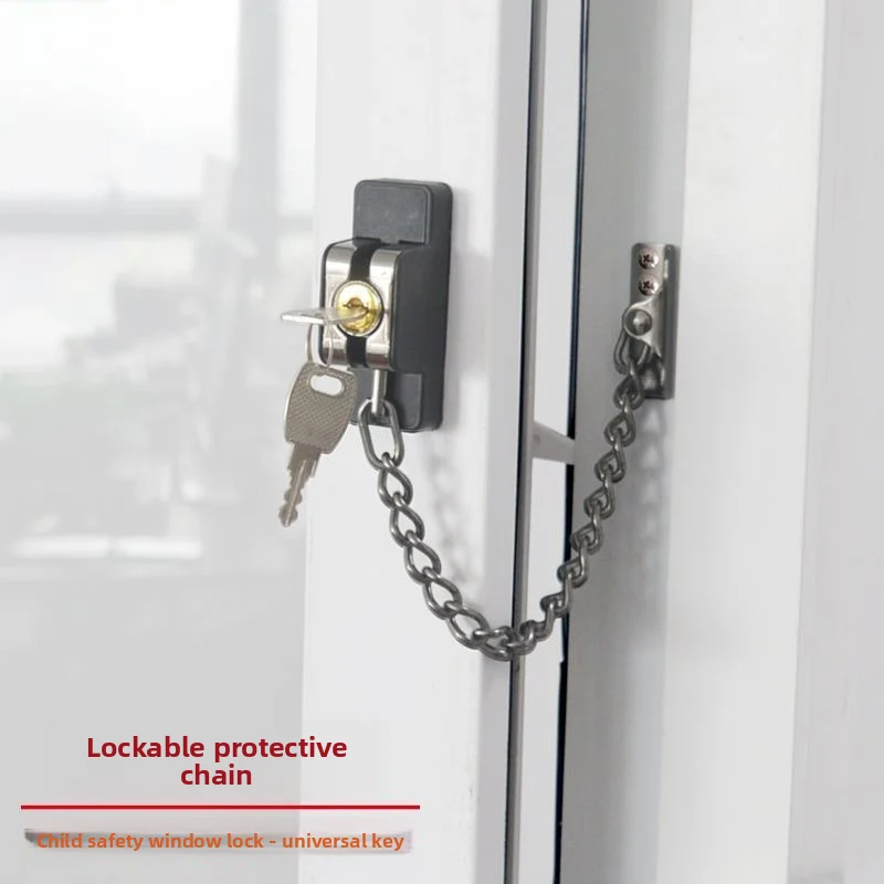 Child Safety Window Chain Lock Anti-theft Window Restrictor Fit Casement & Sliding Window Household Bedroom Hardware
