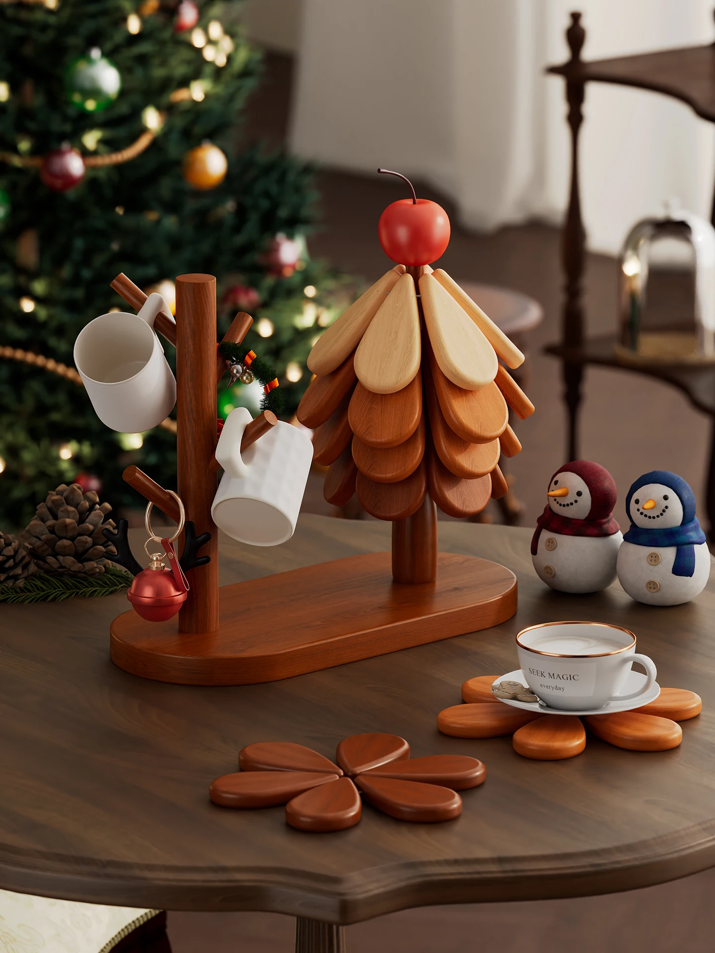 

Cisas Tree Heat Resistant Dining Table Mat Kitchen Real Wood Cup Storage Ra Creative Decoration Sand Pot Plate Cup Mat