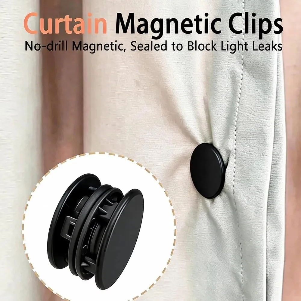Plastic Magnetic Curtain Clips Removable Nail Free Design Magnetic Curtain Fasteners Light Blocking Tool-Free Installation