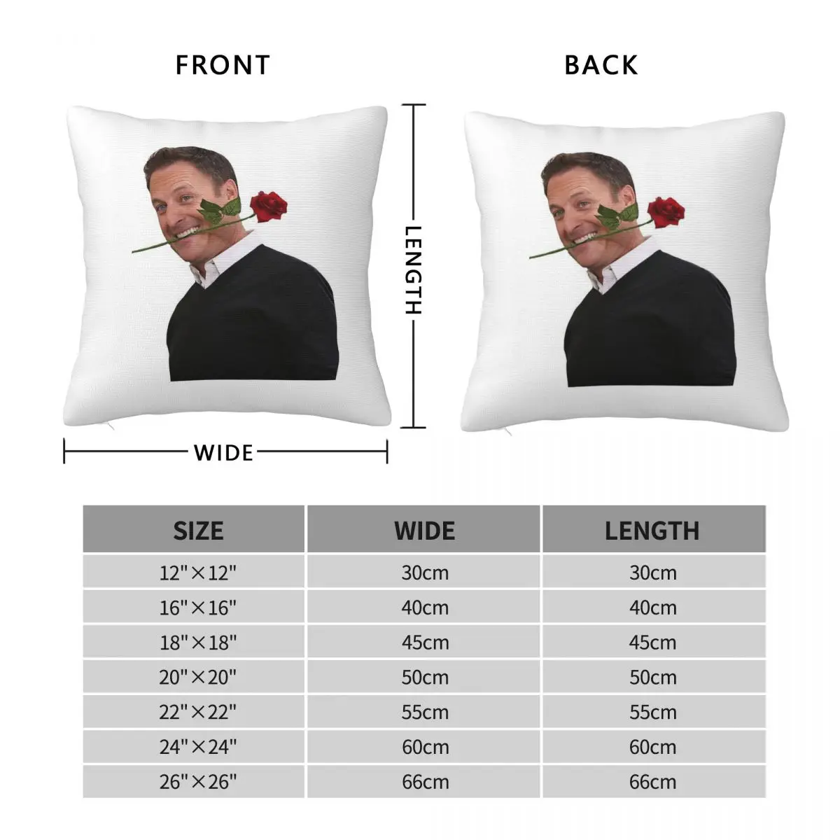 Chris Harrison Rose Square Pillowcase Polyester Linen Velvet Creative Zip Decor Throw Pillow Case Home Cushion Case