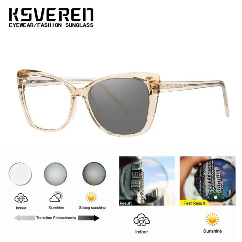 KSVEREN Retro Photochromic Reading Glasses Ultralight Optical Eyewear Prescription Glasses Fashion Presbyopic Glasses Frame