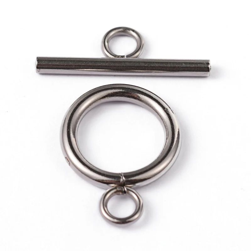 20 Stück = 10 Set) 304 Edelstahl-Ring-Kippverschlüsse, Haken für Schmuckzubehör, Tbalken, Dekorationszubehör, Knebel: 19 x 14 x 2 mm