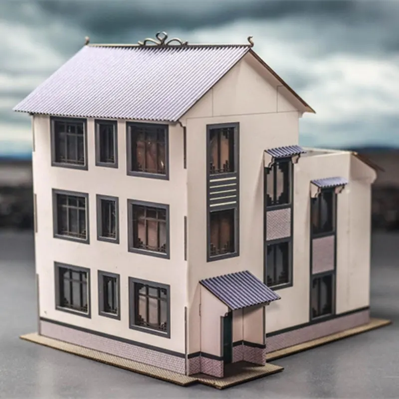 

1/87 HO Scale Building Model Southern Chinese Building Scene Layout Miniature Collection Sand Table Assemble Model Buildings