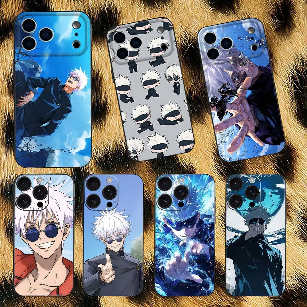 

Anime Gojo S-Satoru Phone Case For iPhone 17,16,15,14,13,12,Pro,Max,Plus,E,SE4,Air,Mini Black Soft Box