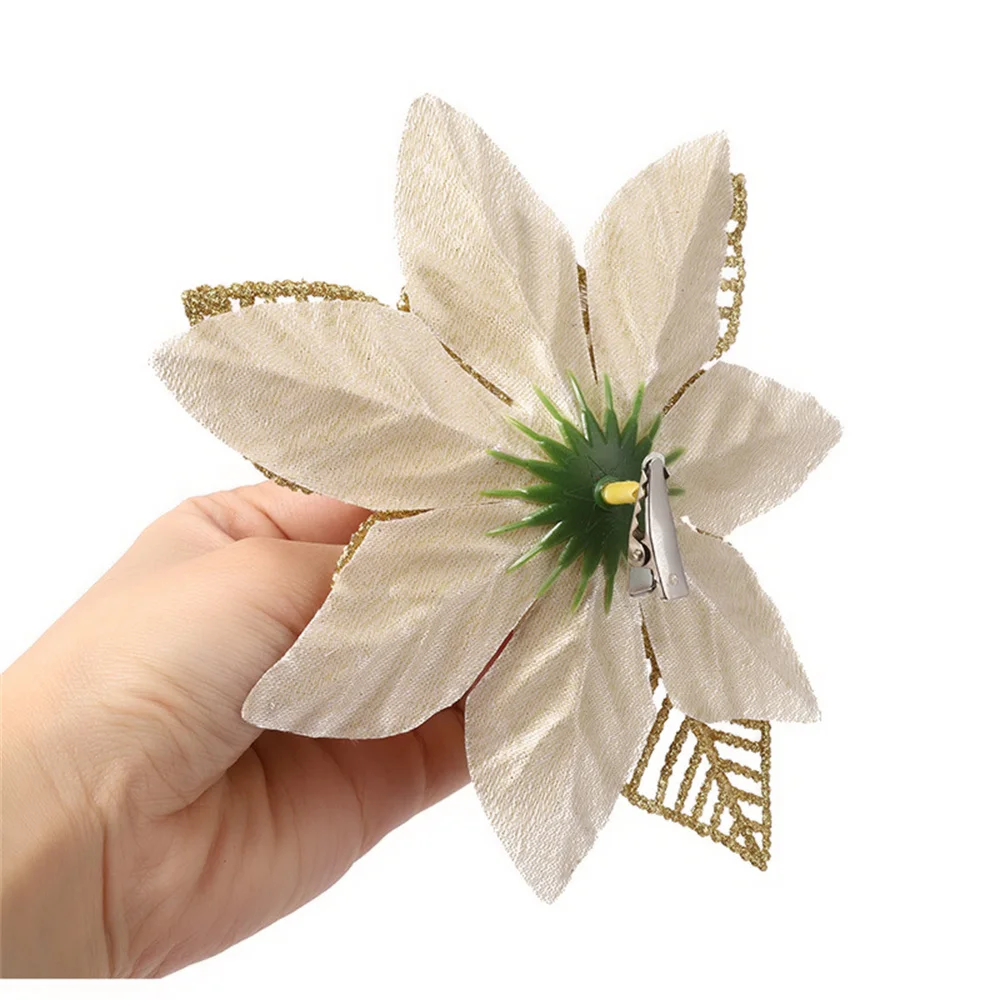 شجرة عيد الميلاد عيد الميلاد مشبك ثابت زهور عيد الميلاد مقاطع معدنية معدنية لإكليل/إكليل الزينة المنزل الحلي