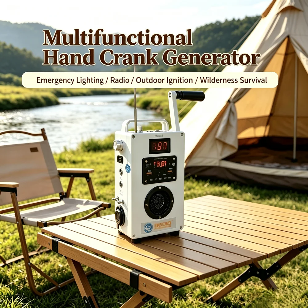 Multi-function Hand Crank Generator 30W Portable Mobile Phone Charging  12V/5V Outdoor Manual Generator Radio Emergency Lighting