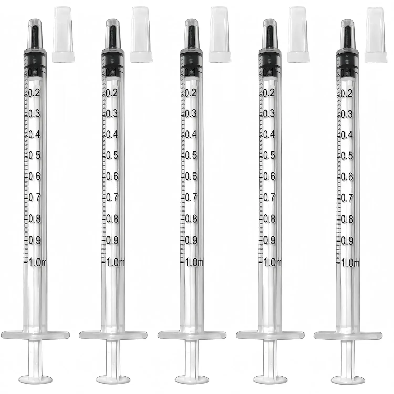 100/50/20er Pack 1ml Spritze mit Kappe für Flüssigkeiten, 1cc Kunststoff-Kleinspritzen mit Abdeckung, unsteril, ohne Nadel – Detail 6
