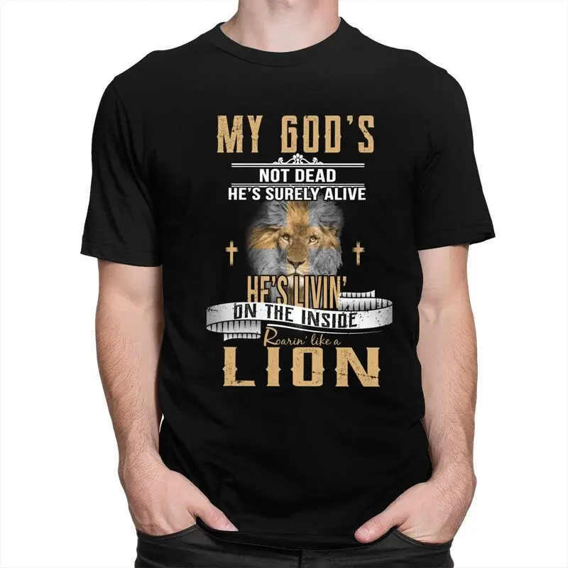 Custom Male God Living On The Inside Roaring Like A Lion T Shirts Short Sleeve Cotton T-shirt Leisure Tees Clothing