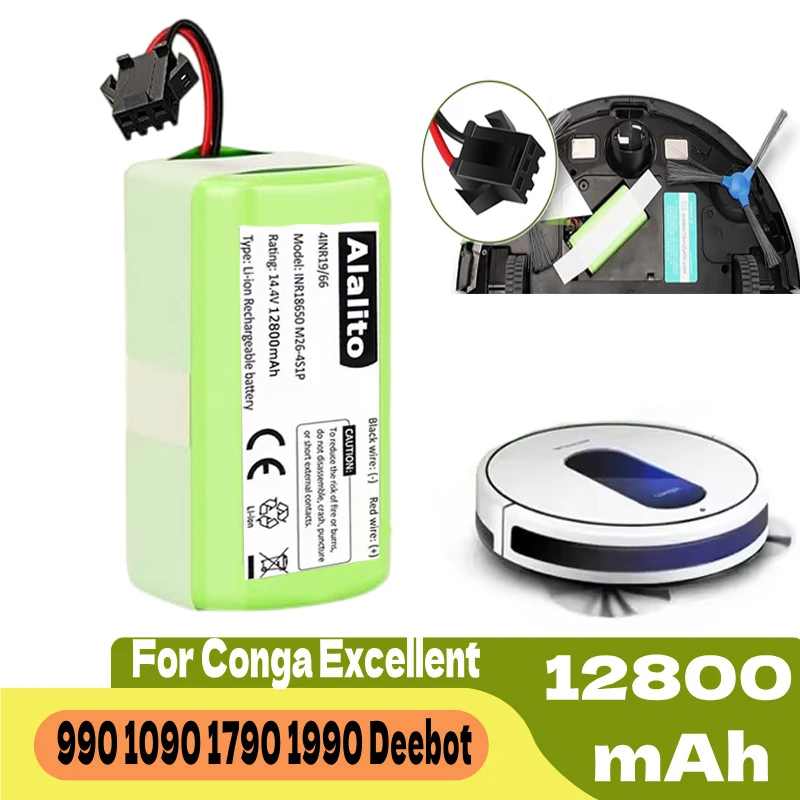 Batería de repuesto de 14,4 v y 12800mAh para Ecovacs Deebot N79 N79S y Eufy RoboVac 11 11S 11S MAX 12 15C 15C MAX 15T 30 30C 30 35C