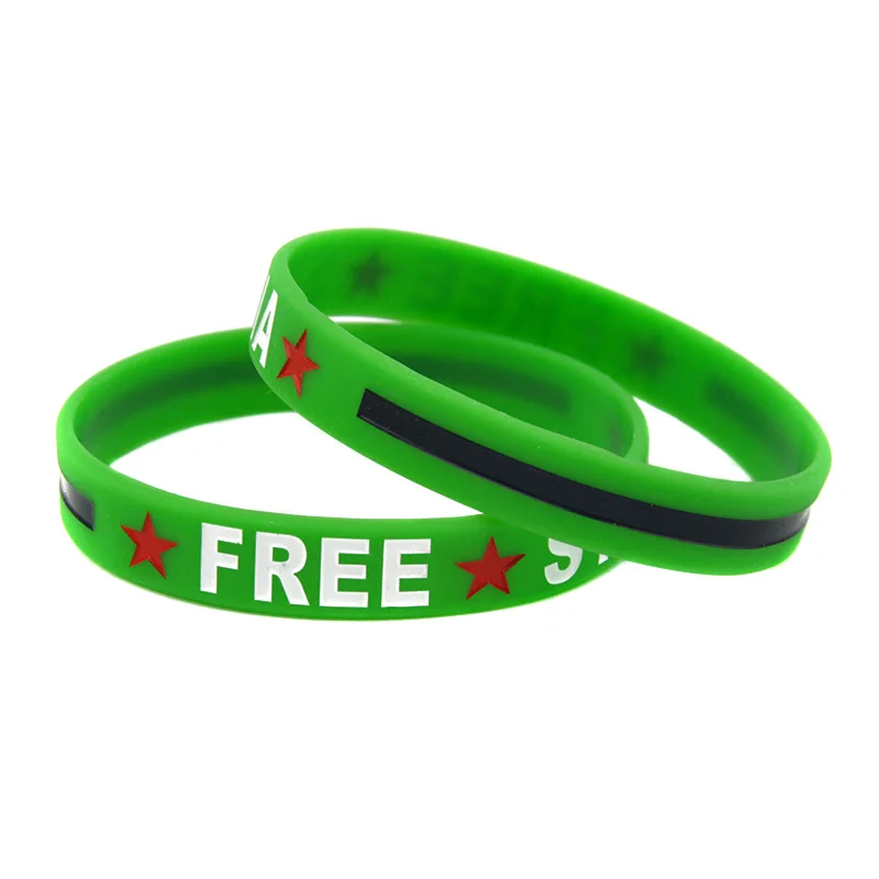 Free Syria Flay Logo Silicone Rubber Wristband Adult Size 3 Pcs