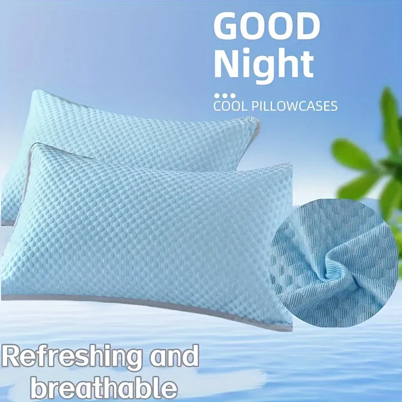 

1-4pcs Summer Cooling Pillowcase Ice Bean Bean Silk Solid Color Cool Feeling Air Conditioning Cover Washable No Pillow 48x74 cm