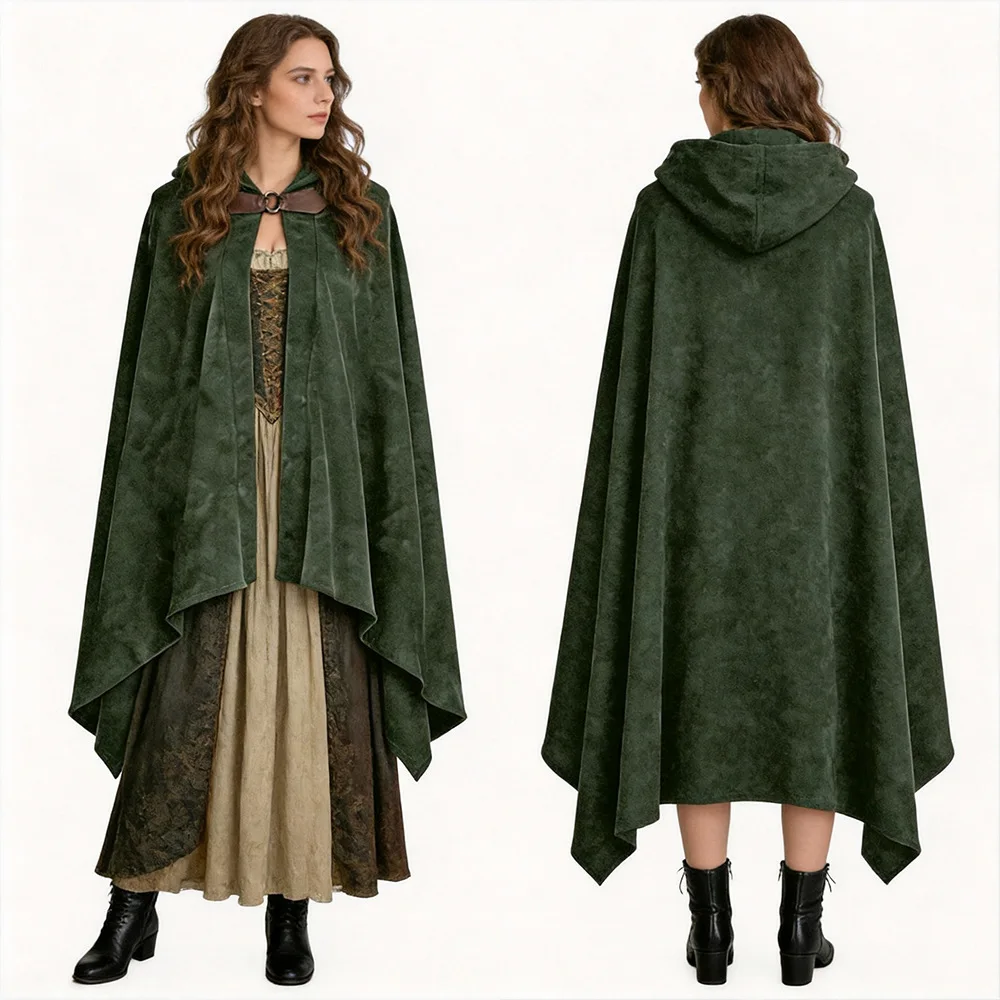 

Short Cuirass of Elf Knight Cosplay Costume Velvet Cloak Halloween Role-playing Elf Wizard Style Chinese Traditional Costume
