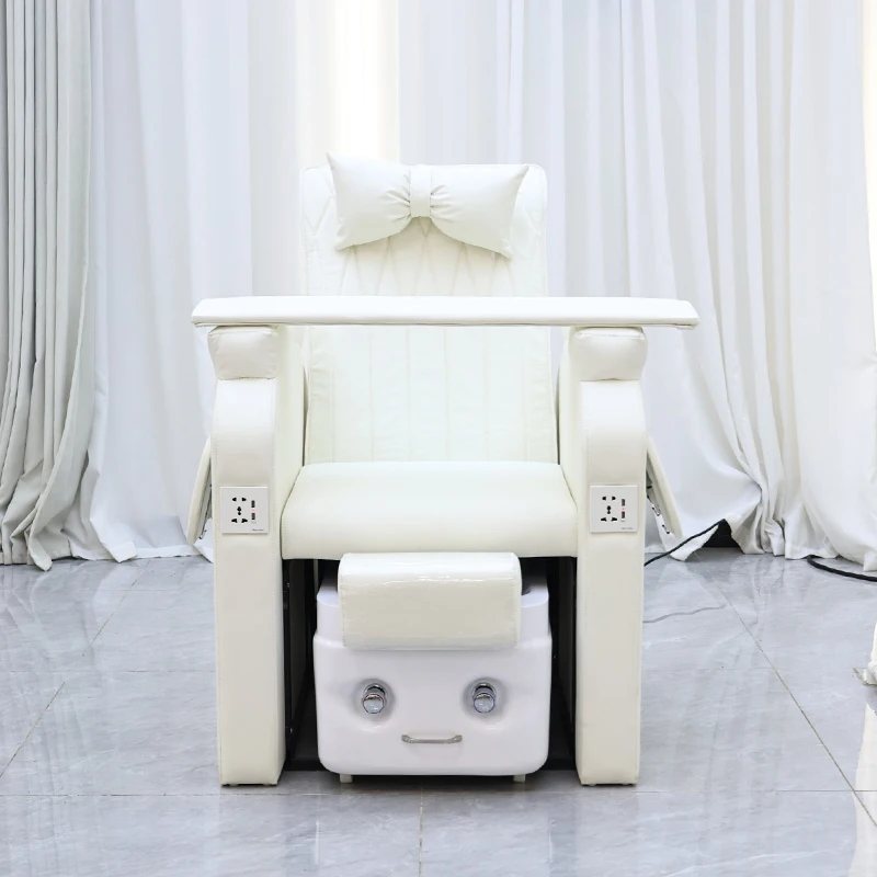 Modern Salon Equipment Electric Lay Down Foot Bath Spa Chair Luxury Black Kneading Massage Pedicure Chair with USB Charging