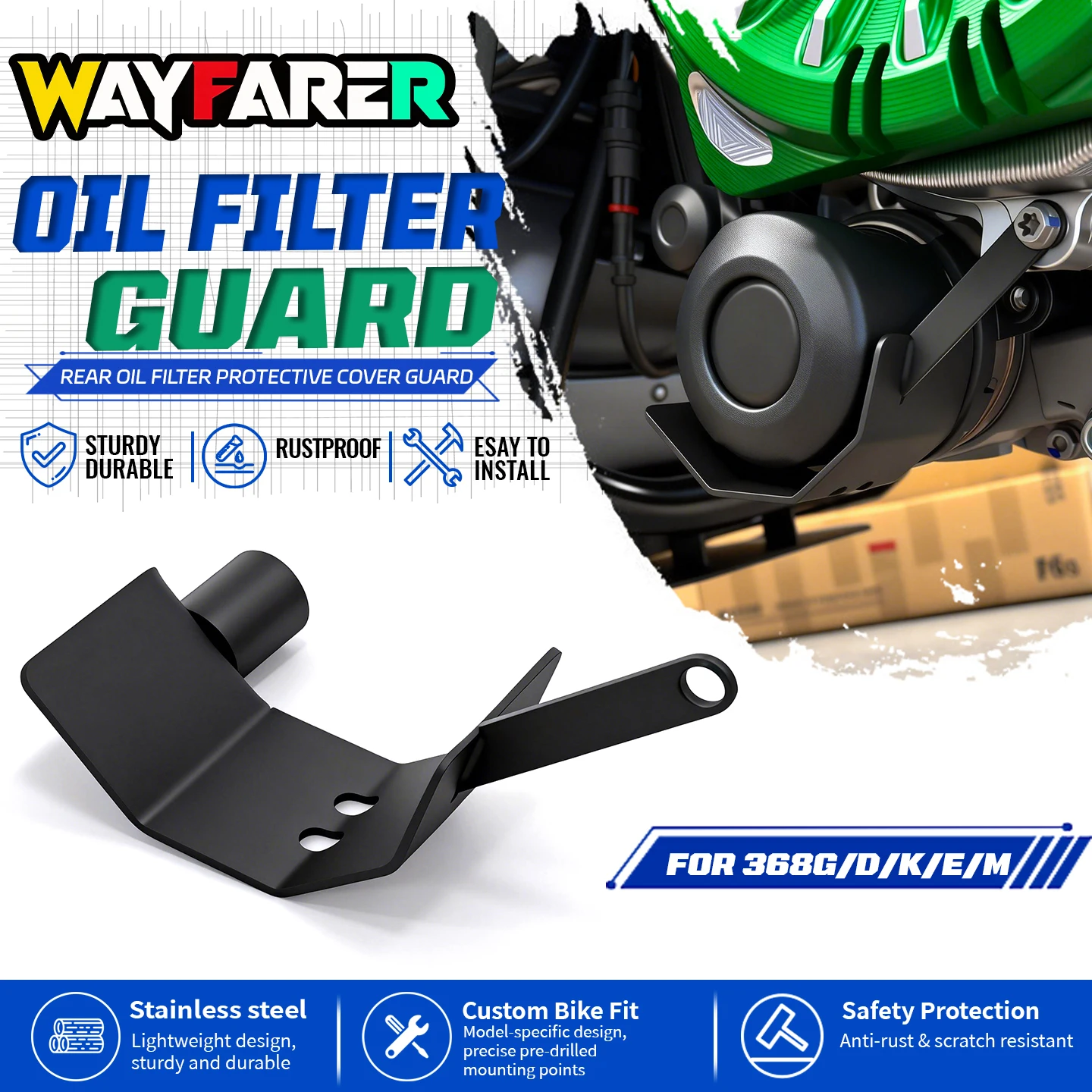 2026 Rear Oil Filter Protective Cover Guard For 368G 368 G 368E 368D 368K 368M Motorcycle CNC Accessories Protector Parts