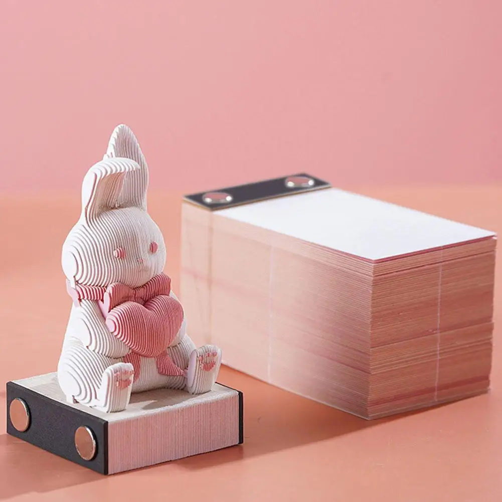 Omoshiroi Block 3D Notepad Cute Bunny Notes Three- Dimensional Rabbit Memo Pad Paper Notes Kawaii Desk Decoration Accessories
