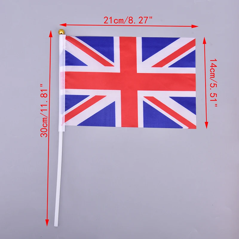 10 Stück Handgehaltene Union Jack Flagge für Partys und Feiern, Großbritannien UK Banner + Stange – Detail 5
