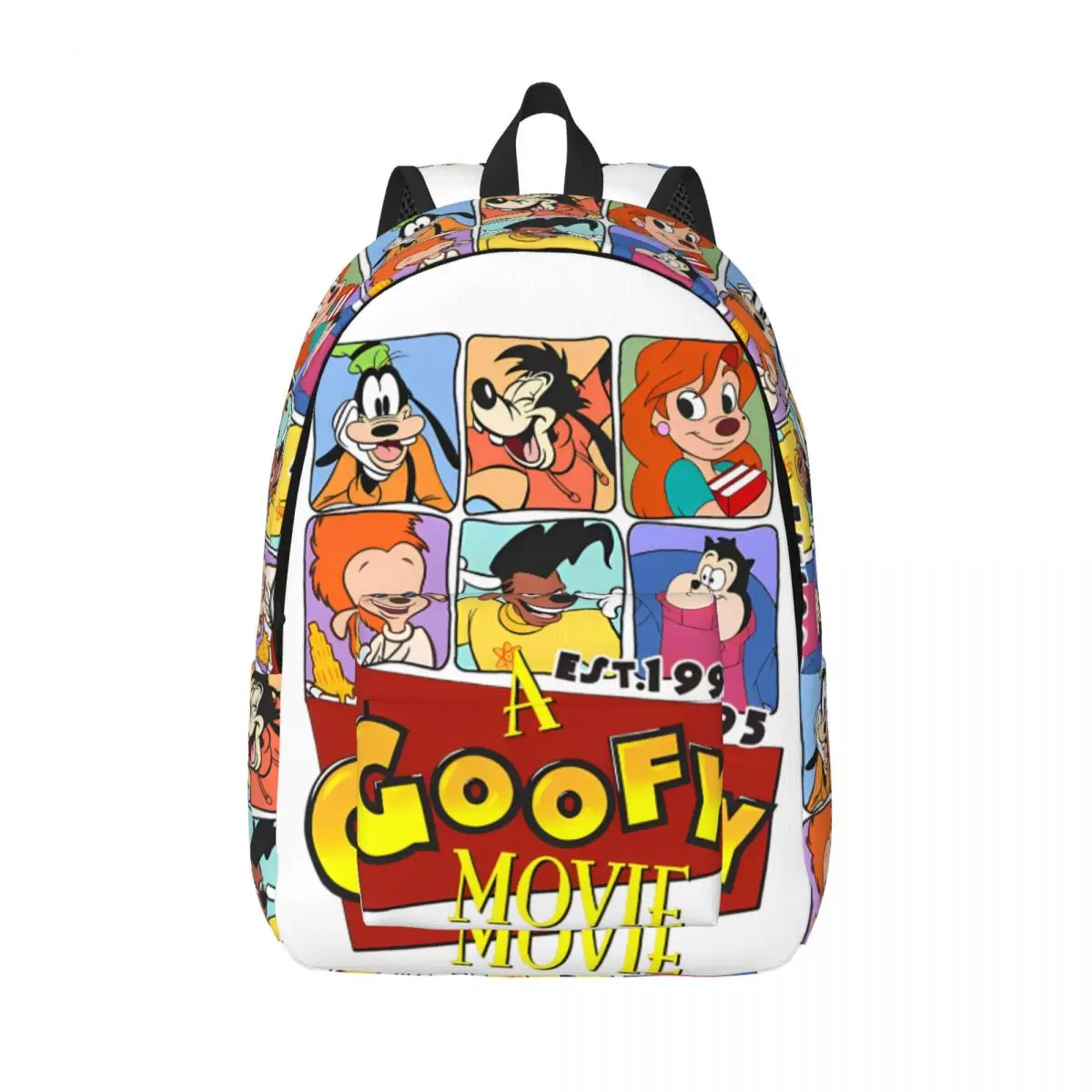 

A Goofy Movie Est 1995 Characters Classical Backpack Sports Student Work Group Shot Daypack for Men Women Laptop Shoulder Bag