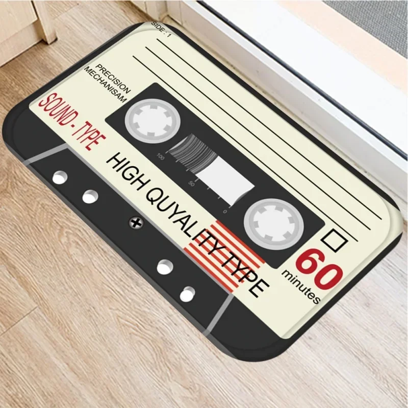 Retro Cassette Tape Door Mat Non-slip Washable Floor Mat for Entryway Living Room Home Decor Vintage Audio 60 Minutes Tape Mat