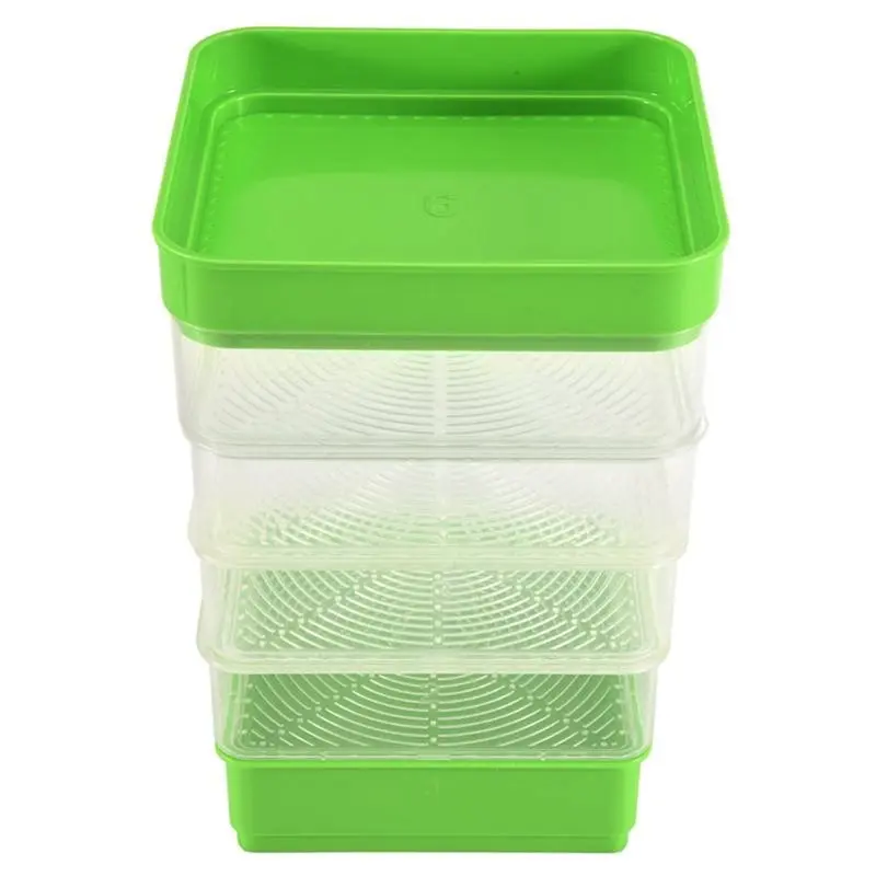 NEW HOT In Stock-Bean Seed Germination Kit, Micro-Green Plant Growing Tray, Drain Tray, Four-Tier Stackable Sprout Growing Kit E