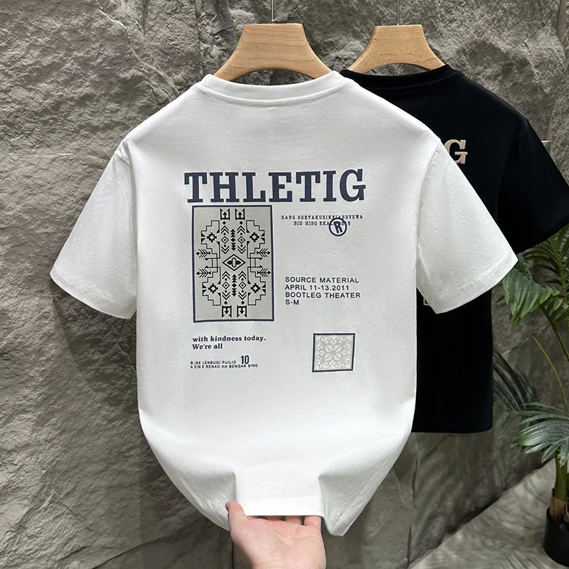 

2025 Summer New Creative Printed Short sleeved T-shirt for Men, High end Trendy Street Versatile Half Sleeve Top