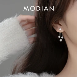 MODIAN Real 925 Sterling Silver Charm Pearl Drop Earrings Fashion Gold Color Swing Dangle Eari For Women Fine Female Jewelry