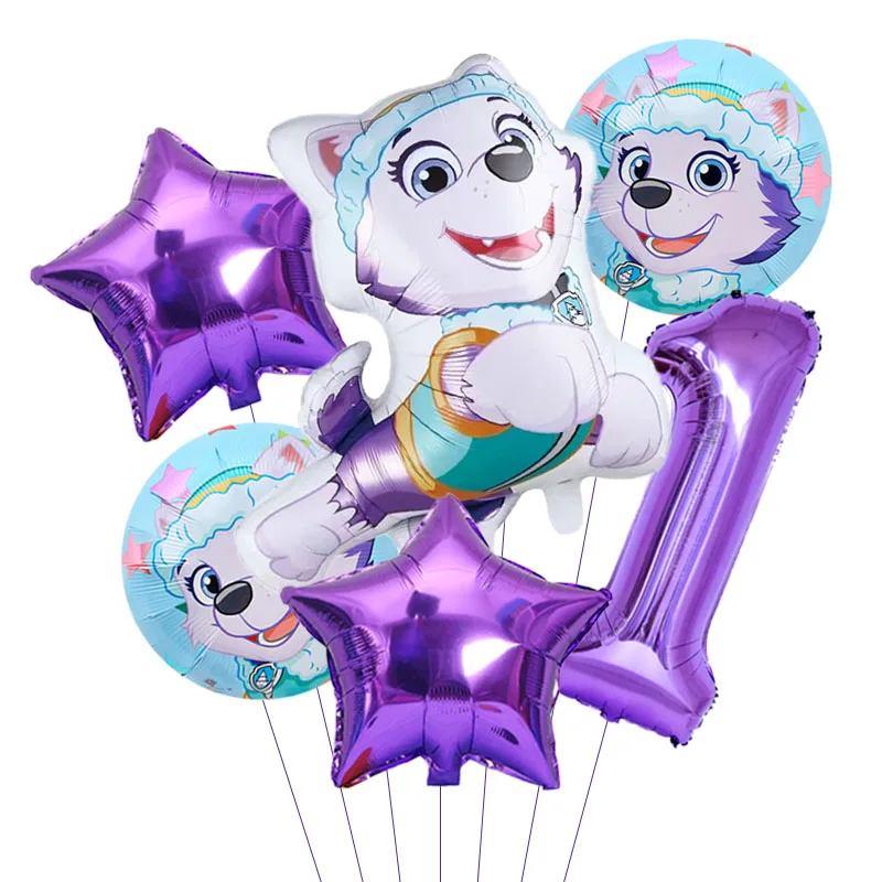 6Pcs Paw Patrol Foil Latex Balloons set lovely Everest Zuma Kid Birthday Party Decoration Birthday Boy Decor Baby Shower Balloon