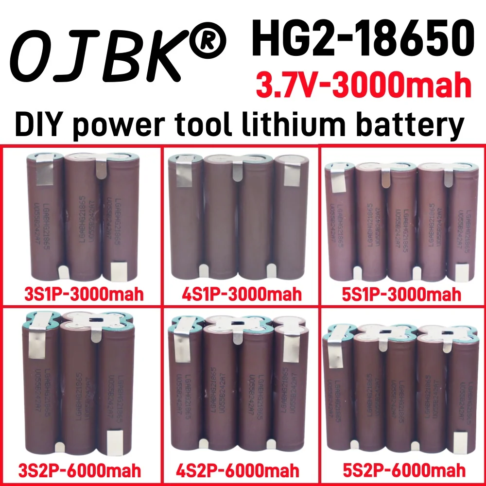 

100% full capacity 18650 HG2 3000mAh 6000mAh 20 ampere 3S4S5sSS12.6V14.8V18v for DIY screwdriver battery welding battery pack