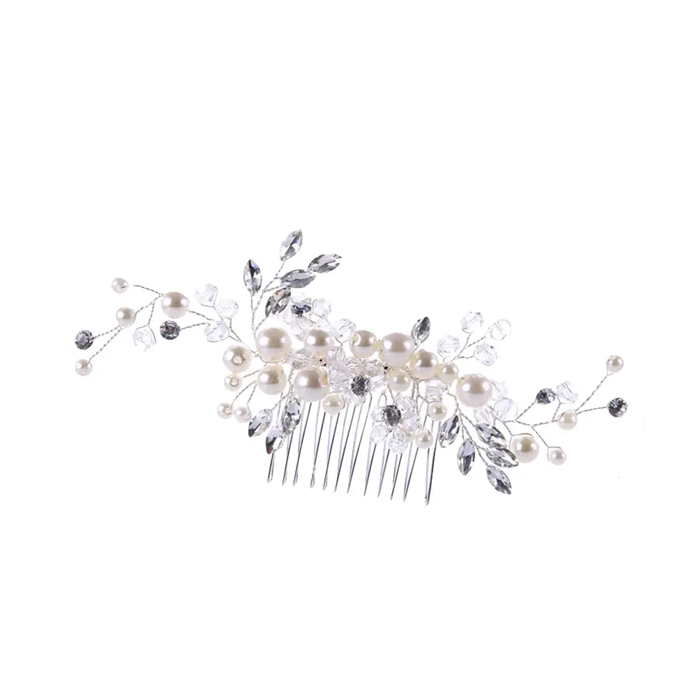 

Pearl Comb Bridal Hairpiece Shiny Crystal Alloy Beautiful Wedding Party Prom Accessory Bridesmaid Flower Girl Hairstyle