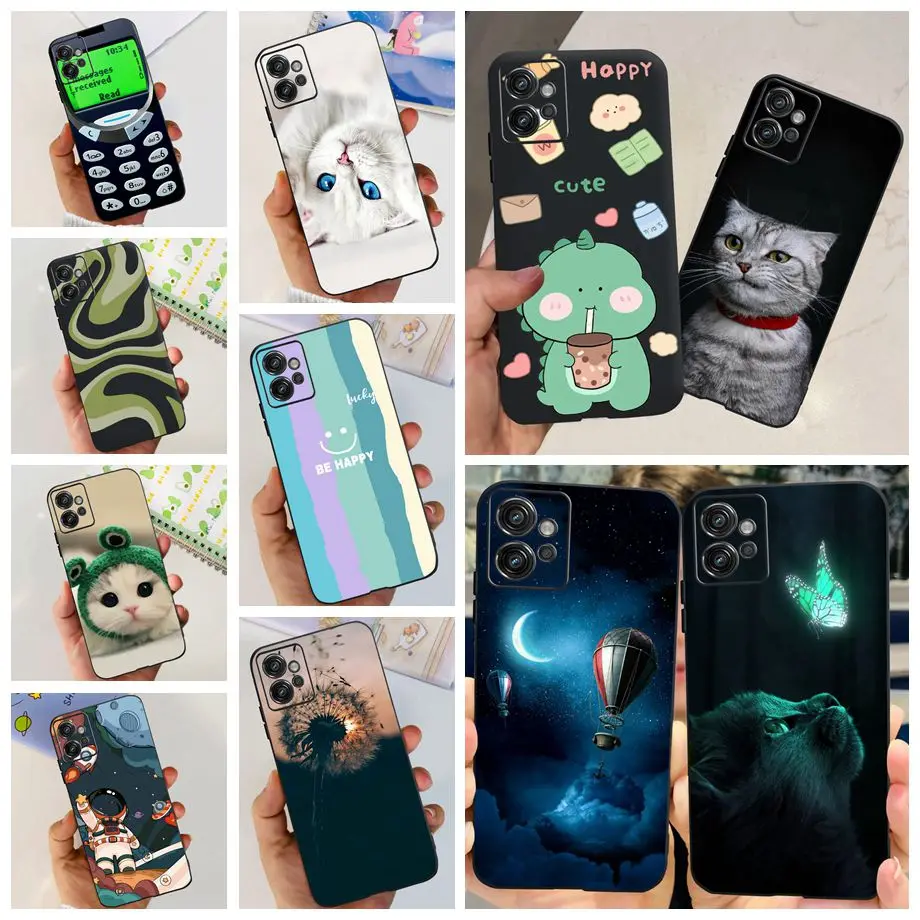 For Coques Moto G32 Phone Case Soft TPU Sikilly Black Cover Cutey Dinosaur Cat Dandelion Printing Housing For Motorola G32 G 32