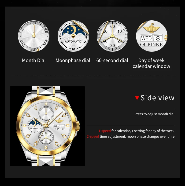 Official Genuine OUPINKE 3298 Men Watch Automatic Movement High Quality Waterproof Business Mechanical Watch for Men NEW 2024