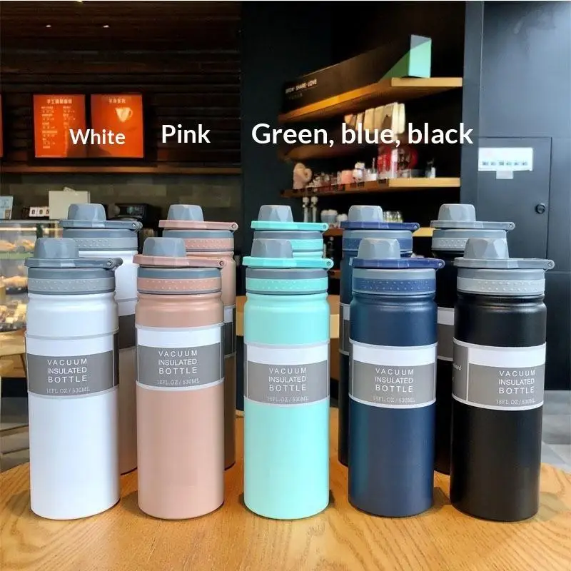 【D】Car Friendly Stainless Steel Thermos Bottle Large Capacity Vacuum Insulated Portable Cup for Commute Outdoor Travel Trip