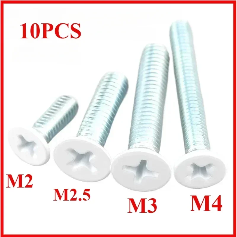 

Stainless Steel Cross White Screws M2 M2.5 M3 M4Chamfered Flat Head Furniture Hex Socket Machine Bolts Thread Nails6-55mm Length