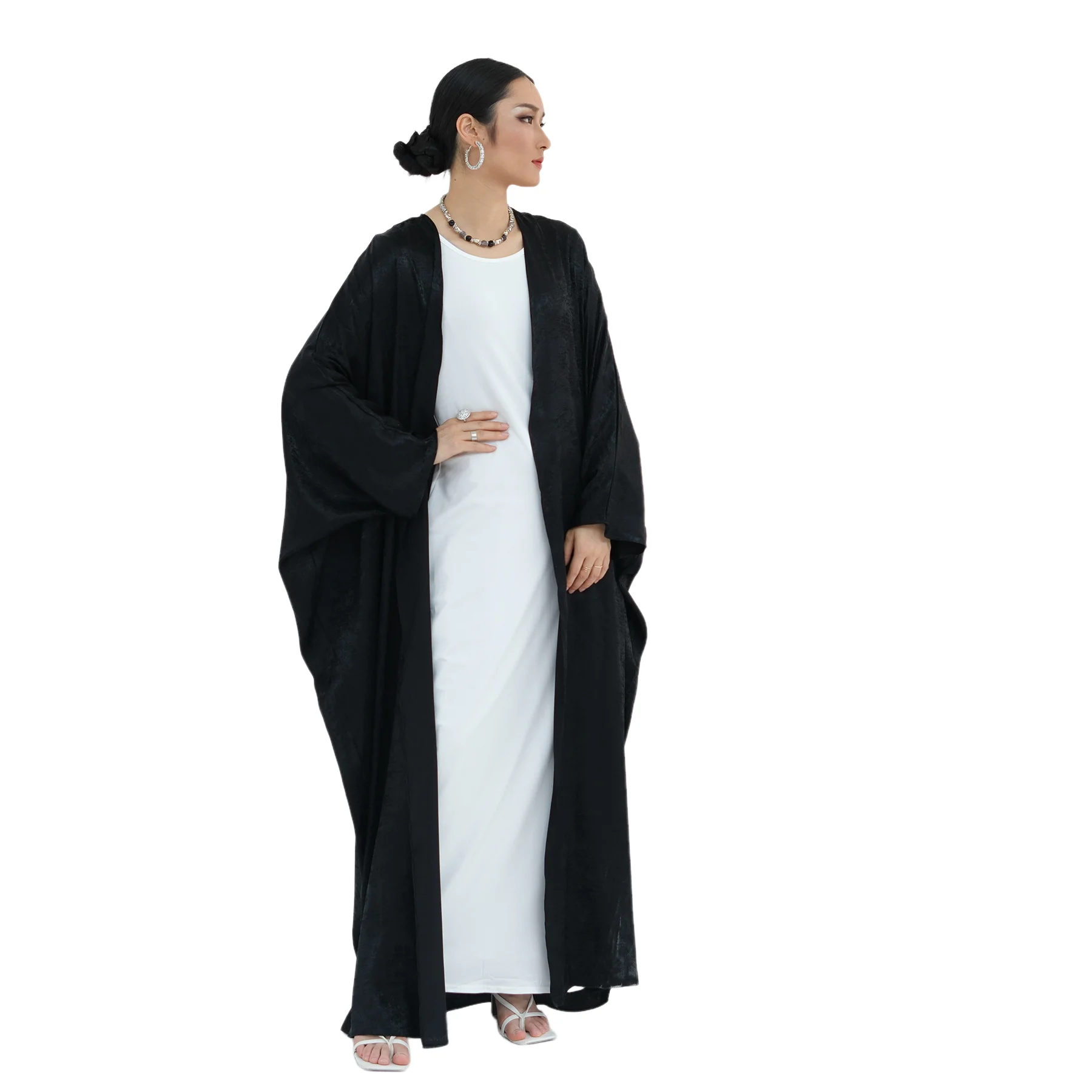 

Middle Eastern Muslim Robe Fashion Soft Ramadan Bat Sleeves Long sleeved Coat Women's Arabic Robe Arab Morocco Jalabiya Vestidos