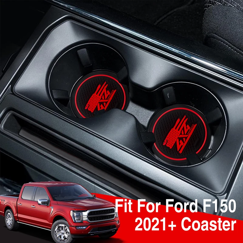 LS AUTO Non-Slip Car Cup Holder Coaster Slot Pad for Ford F150 Pickup Truck Off Road Anti-Slip Mat Pocket Mat Cup Holder Pad