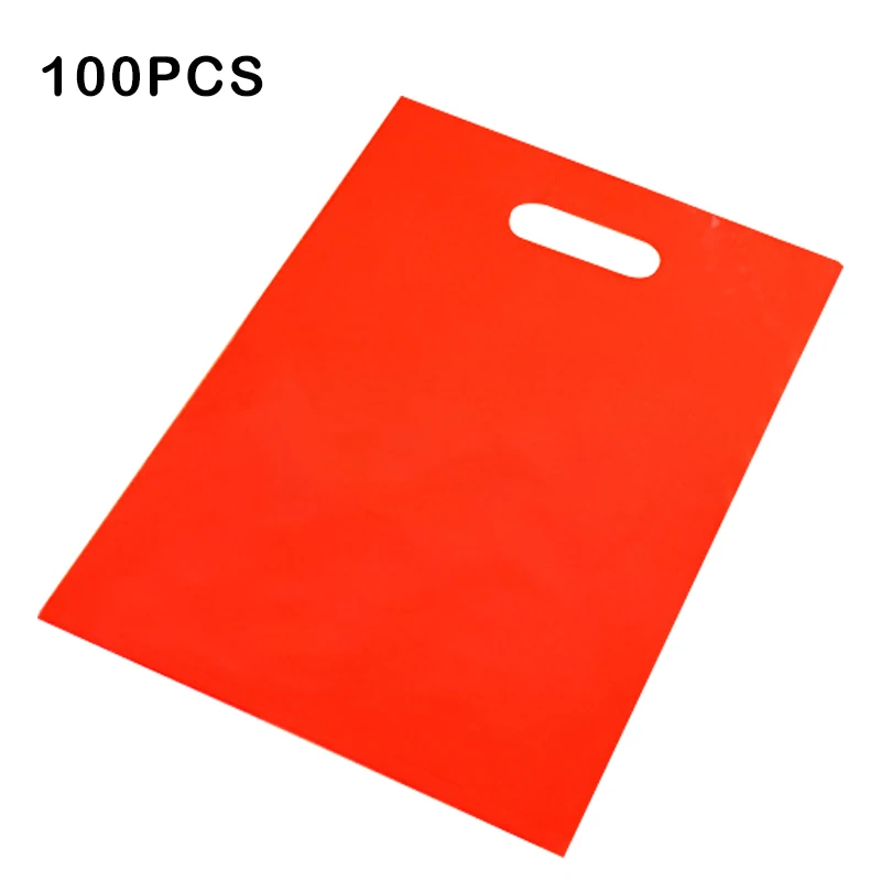 100 Stuks Aangepaste Logo Kleur Boodschappentas Met Handvat Plastic Gift Bag Zakelijke Klant Plastic Zak (exclusief printkosten) - afbeelding 1