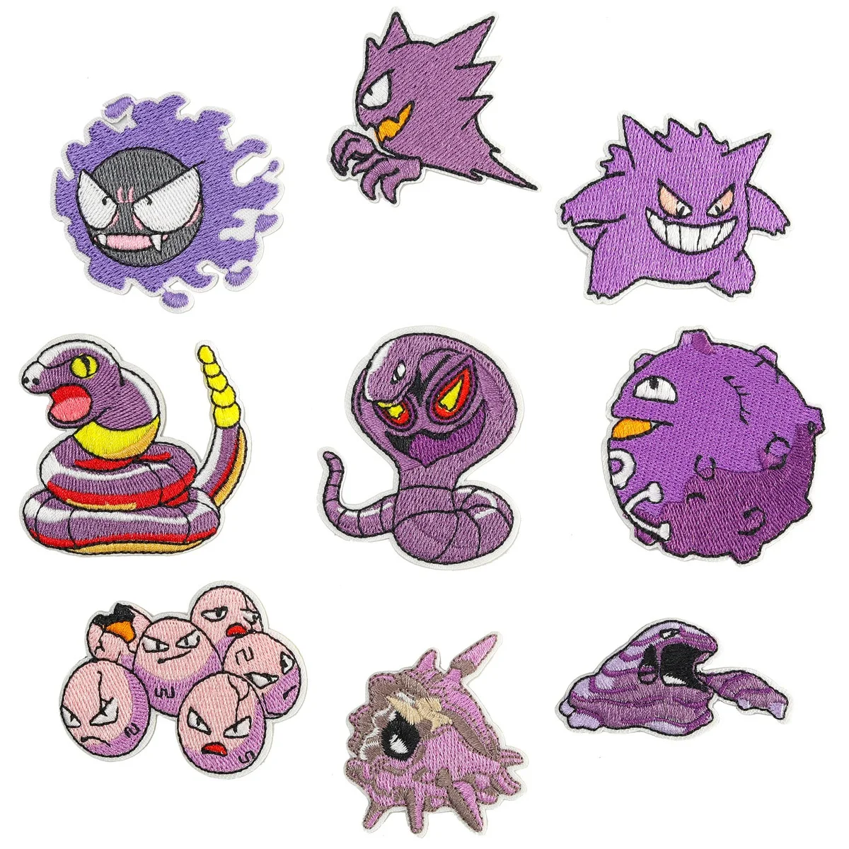 1-9Pcs Cartoon Gengar Snake Pokemon Game Series Iron on Embroidered Patches For Sew on Clothes Jeans Sticker Embroidery Applique
