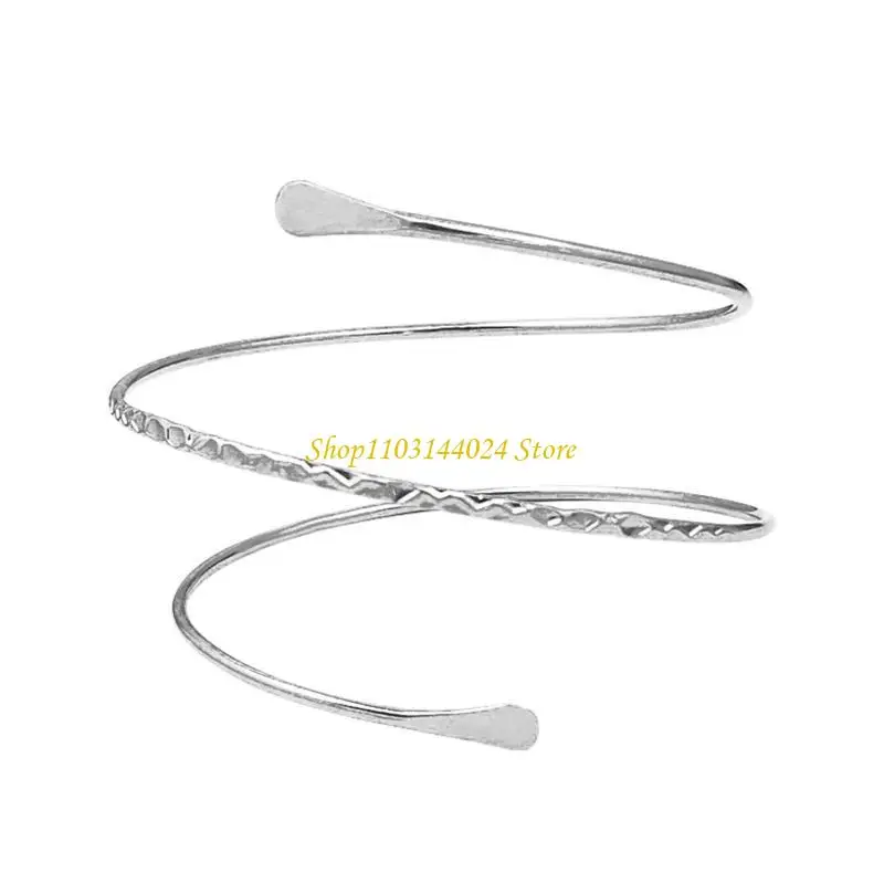 N5KE Upper Arm Bracelet Metal Coil Armband Cuff Fashion Simple Arm Bangle Armlet Adjustable for Women Girl