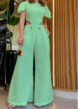 Elegant Autumn 2023 Fashion Two Piece Set Women Top and Pants Button Zipper Waist Hollow Solid Loose Wide Leg Trousers Suit