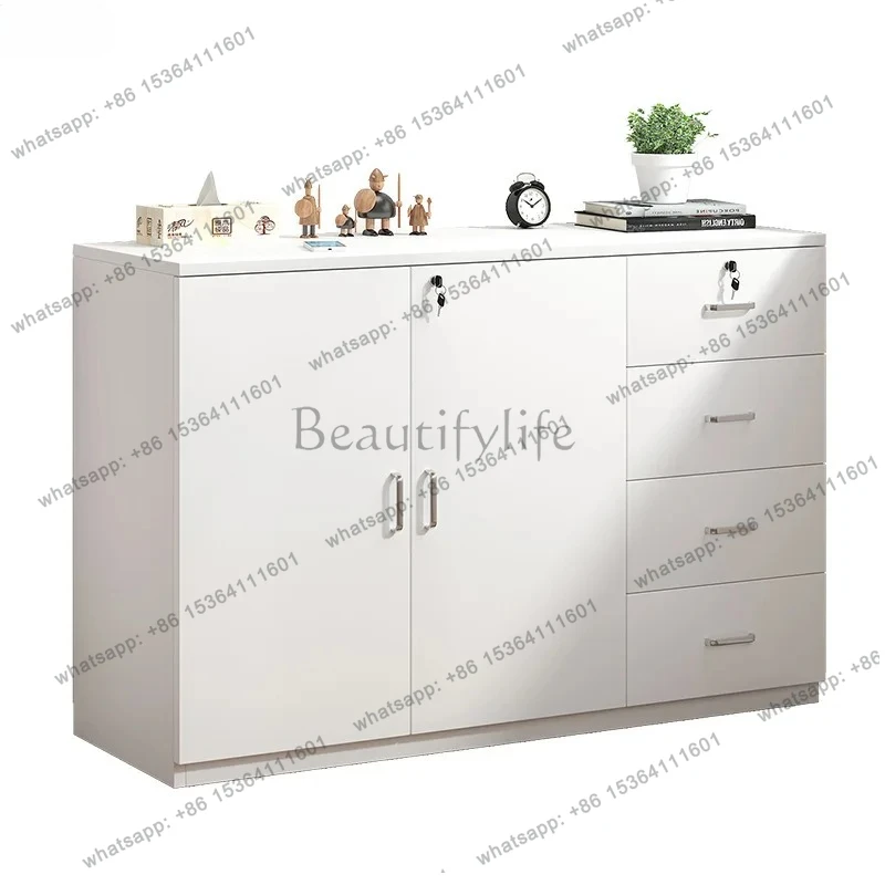 Office File Low Cabinet Simple Modern Document Archive Cabinet Wooden Wall-Mounted Partition Cabinet
