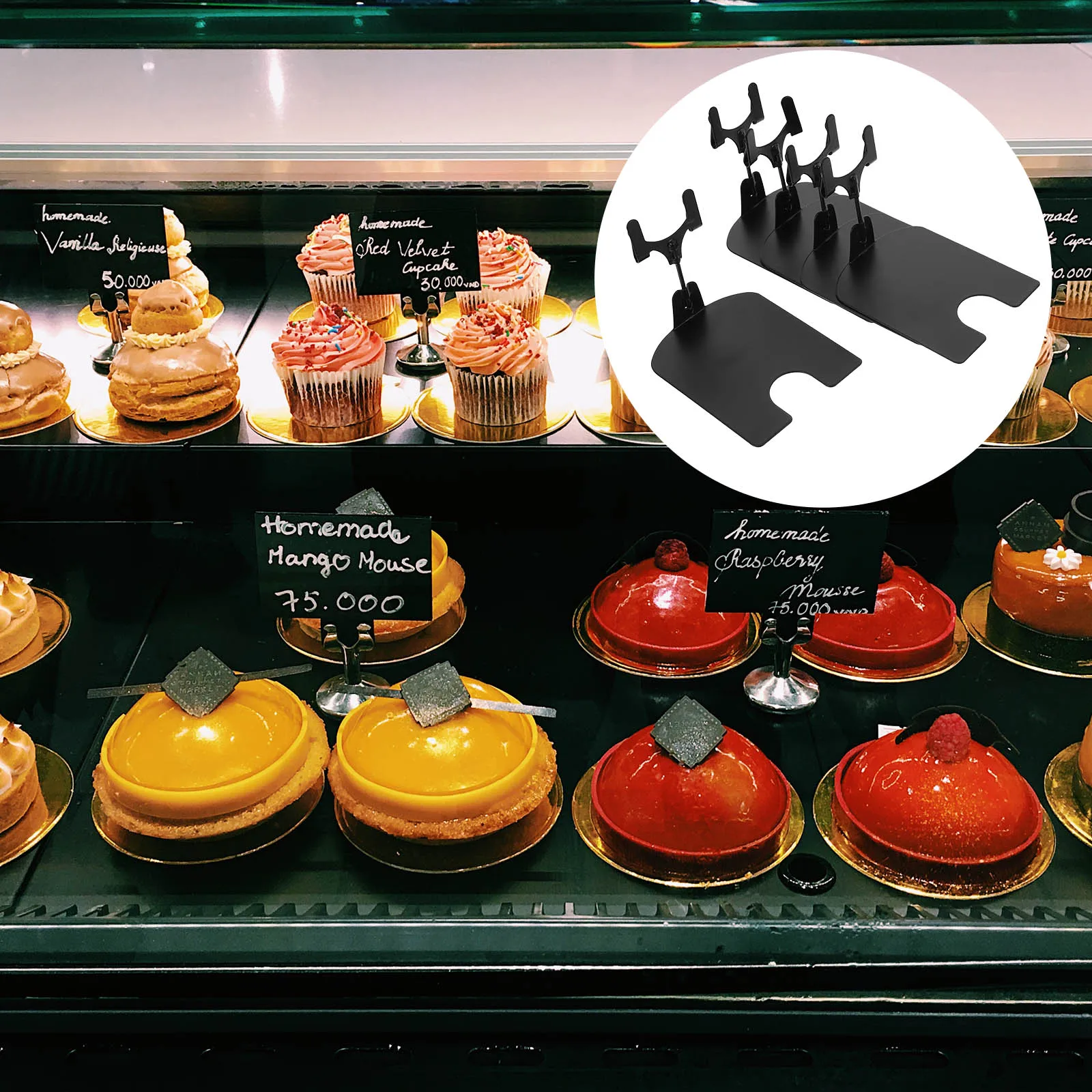 5 Pcs Shelving Price Tag Holder Rack Shelf Retail Signs Clamp Label Tags Black Caps Display