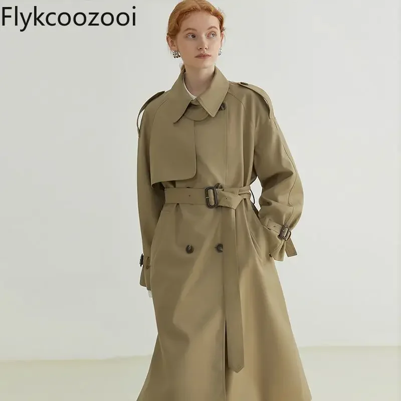 2024 Spring New British Double Breasted Loose Mid-length Trench Coat  Women's Casacos De Inverno Feminino Jaqueta Feminina