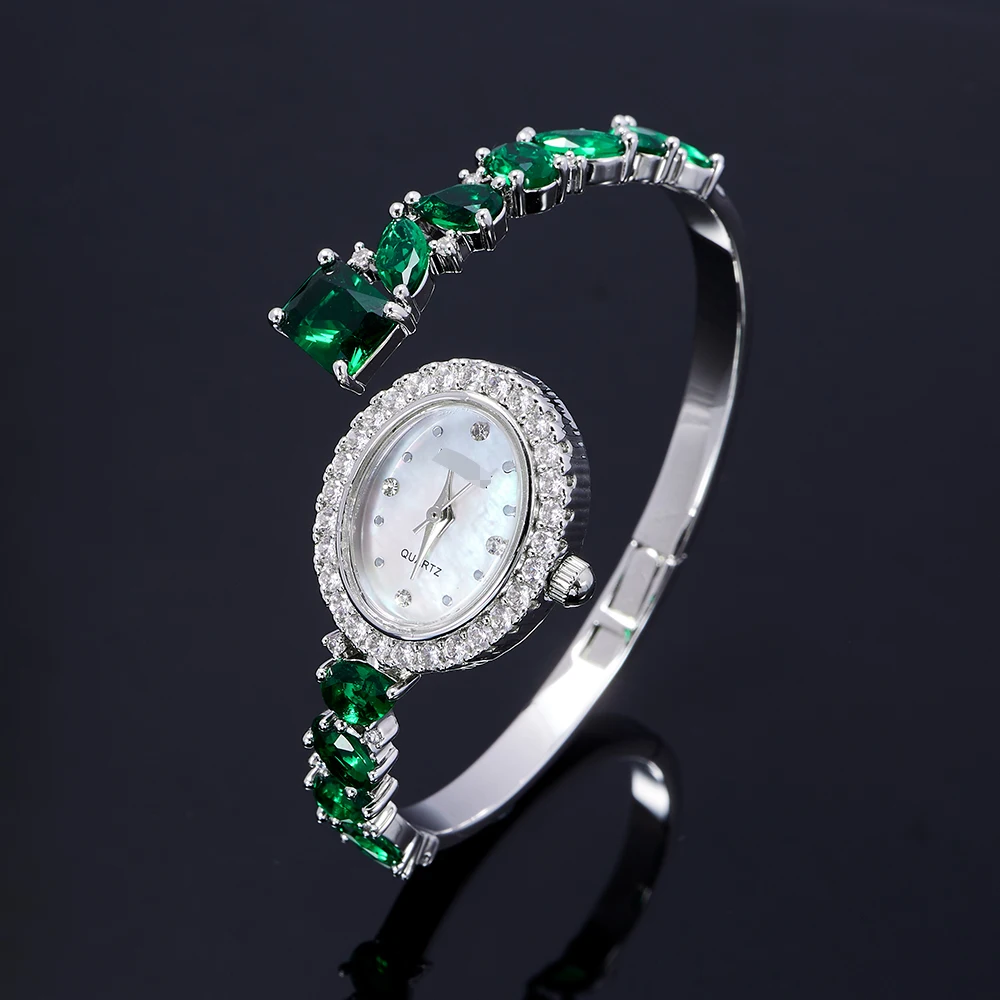 Imagem -03 - Tirim Relógios de Luxo para Feminino Aaa Zircão Cúbico Cristal Pulseira Relógio para Festa de Casamento Moda Jóias Feitas com Atacado