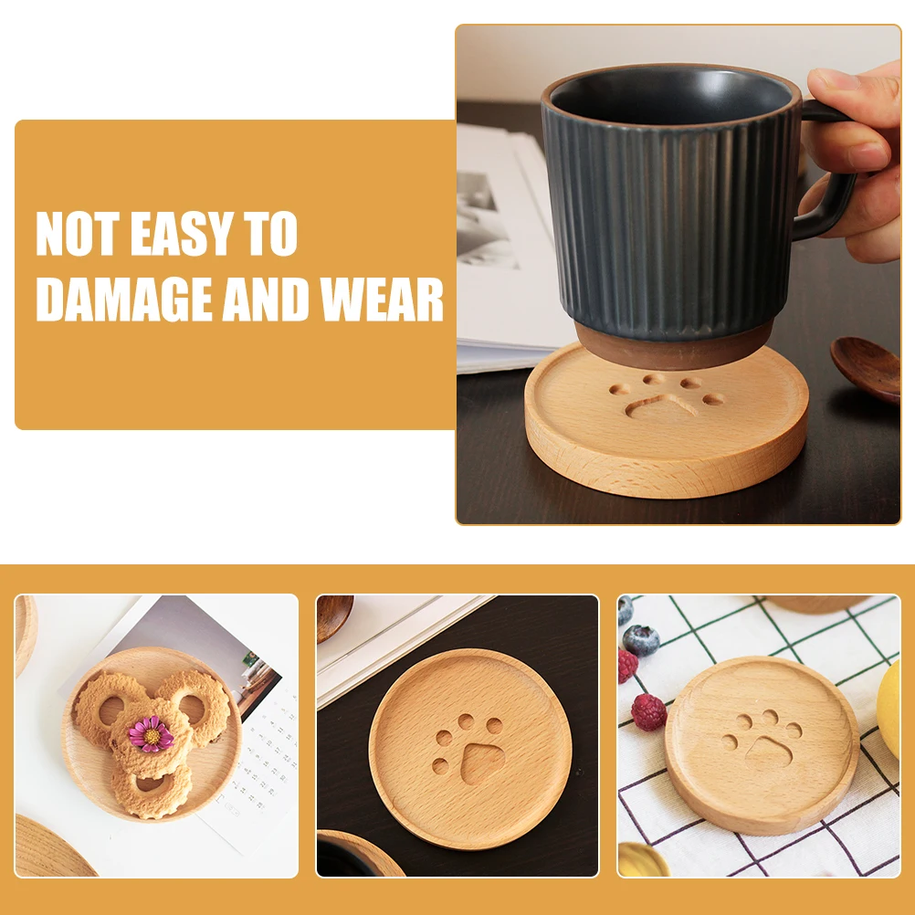 

4pcs Wooden Coasters Round Mats for Cups Heat Insulation Anti Skid Home Kitchen Table Protection Wood Cup Pads