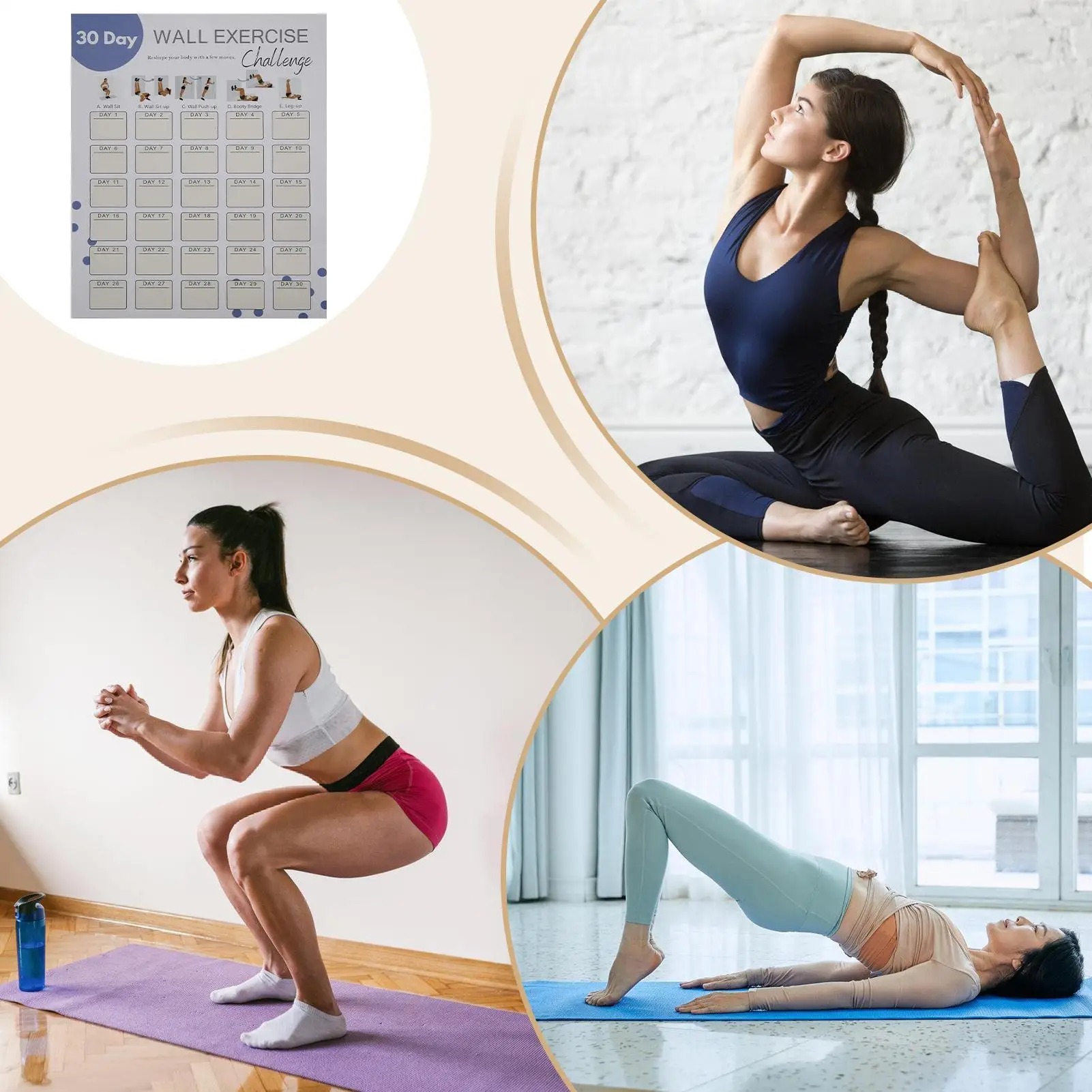 

Wall Fitness Planner 30 Days Home Gym Fitness Challenge Bodyweight Worksheet Fitness Challenge Poster Quick Planning Workout