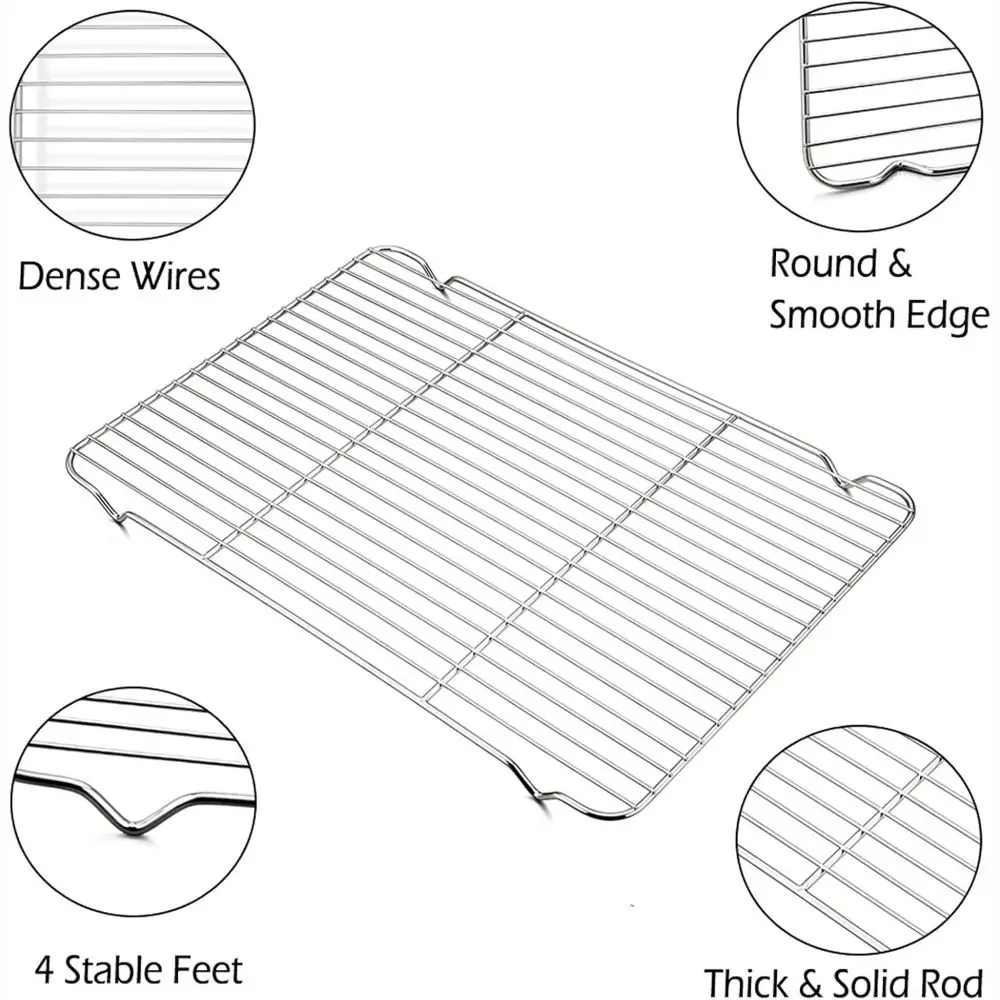 New Stainless Steel Cooling Rack Dense Wires Easy to Clean Baking Rack Smooth Edge Cake Cooler Grilling