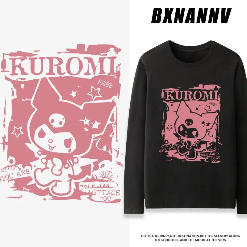 

2024 New Sanrio Kulomi Co-branded Long-sleeved T-shirt Women's Design Sense Niche Pure Cotton All-match Autumn Clothes