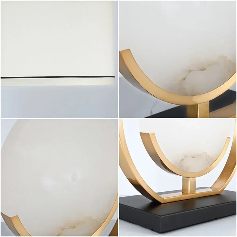 PLLY Modern LED Table Lamp Luxury Design E27 White Marble Desk Light Home LED Decorative For Foyer Living Room Office Bedroom