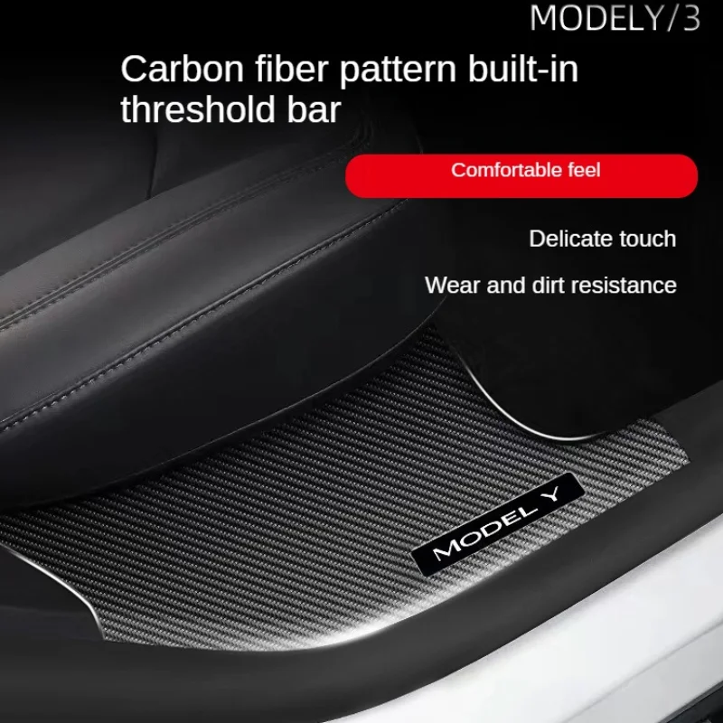 Suitable for Tesla Model Y carbon fiber sill strip seat under the corner guard and modified accessories