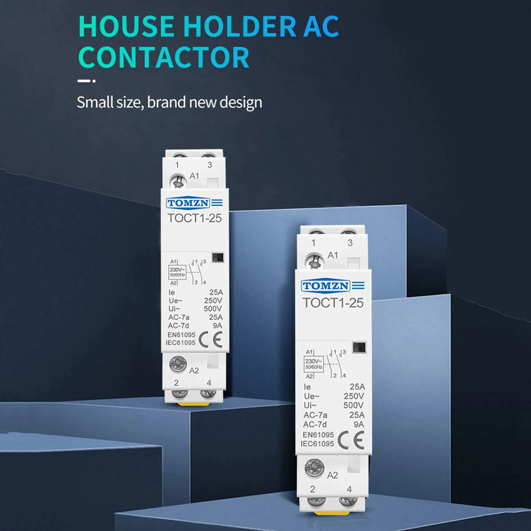 A41T 5X TOMZN TOCT1-25 2P 25A 220V/230V 50/60HZ Din Rail Household Ac Modular Contactor 2NO AC Contactor